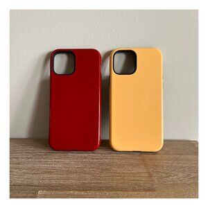 Solid Yellow and Red Phone Case for Apple iPhone 12 Pro Tough Glossy Tough